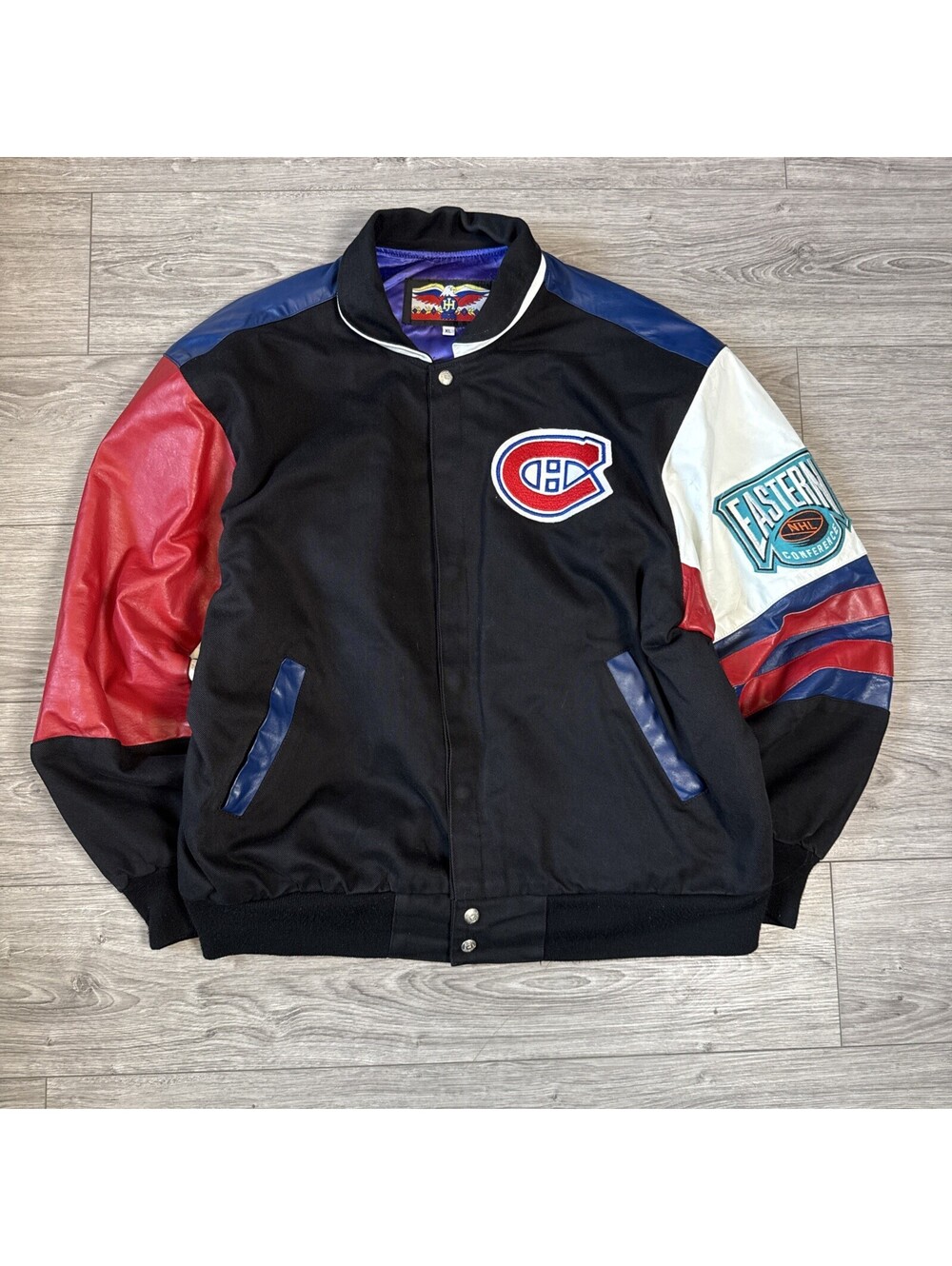 Vintage MONTREAL CANADIENS Canvas Leather Varsity Jacket Nhl Black Men’s XL